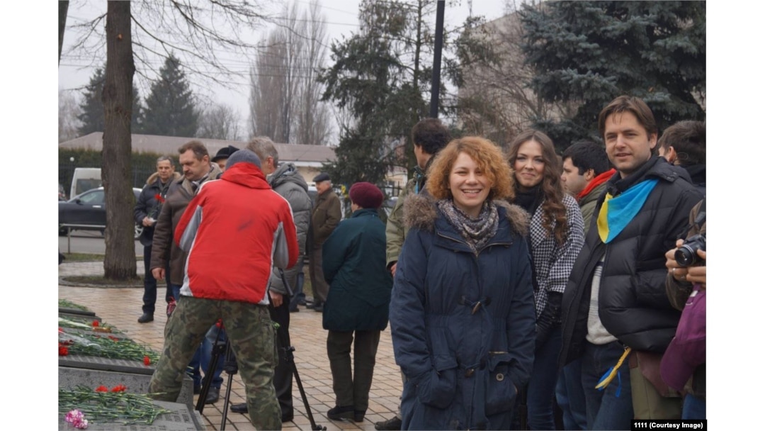 Katerina Butko la un protest Automaidan pe 15 februarie 2014.
