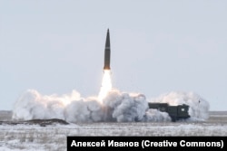 Испытание в России ракеты «Искандер», способной нести ядерный заряд. 2018 год