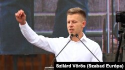 Peter Magyar na protestima u Budimpešti, 6. 4. 2024.