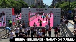 U okviru maratona, koji se tradicionalno održava u Beogradu, treću godinu zaredom organizovana je i akcija "Run with refugees". Beograd, 28. april 2024.