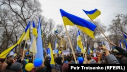 Алматыдағы Украинаны қолдау митингісі. 2022 жылғы наурыз айы.