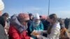 UKRAINE--A "humanitarian corridor" for refugees has been built at the Krakovets checkpoint on the Ukrainian-Polish border