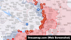 Карта на военните действия в Украйна в реално време, на която се вижда близостта на Краматорск