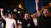 Armenia - Opposition members and supporters led by deputy parliament speaker Ishkhan Saghatelian (center) march through Yerevan, April 25, 2022. 