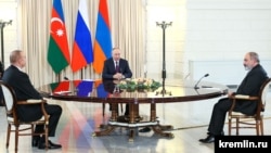 Lideri Azerbejdžana i Armenije na sastanku sa ruskim predsjednikom Vladimirom Putinom u Sočiju, 31. oktobar 2022. 