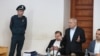 Former Prosecutor-General of Armenia Aghvan Hovsepian (standing) during his trial in a Yerevan court, May 16, 2022.
