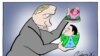 Urednička karikatura srpskog karikaturiste Predraga Koraksića Coraxa (Putin, Dodik), Beograd, 4. jula 2022.