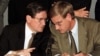 The architect of the Dayton peace accords, Richard Holbrooke (left), chats with Carl Bildt, head of the OSCE mission in Bosnia-Herzegovina, in Sarajevo in September 1996.
