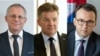 Glavni kosovski pregovarač Besnik Bisljimi (levo), predstavnik EU za dijalog Miroslav Lajčak (u sredini) i direktor Kancelarije za Kosovo u Vladi Srbije Petar Petković (desno)