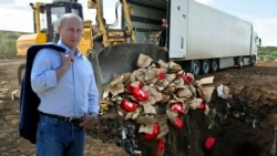 Президент России Владимир Путин и уничтожение санкционных продуктов. Коллаж