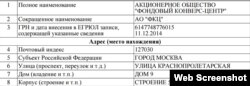Скриншот из российского реестра юрлиц России