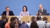 Nemački kancelar Olaf Šolc na konferenciji za novinare s liderima partija u vladajućoj koaliciji, ministarkom spoljnih poslova Analenom Berbok i ministrom finansija Kristijanom Lindnerom, 14. jun 2023.