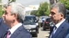 Armenia - President Serzh Sarkisian (L) and his chief bodyguard Vachagan Ghazarian, 11 July 2015.
