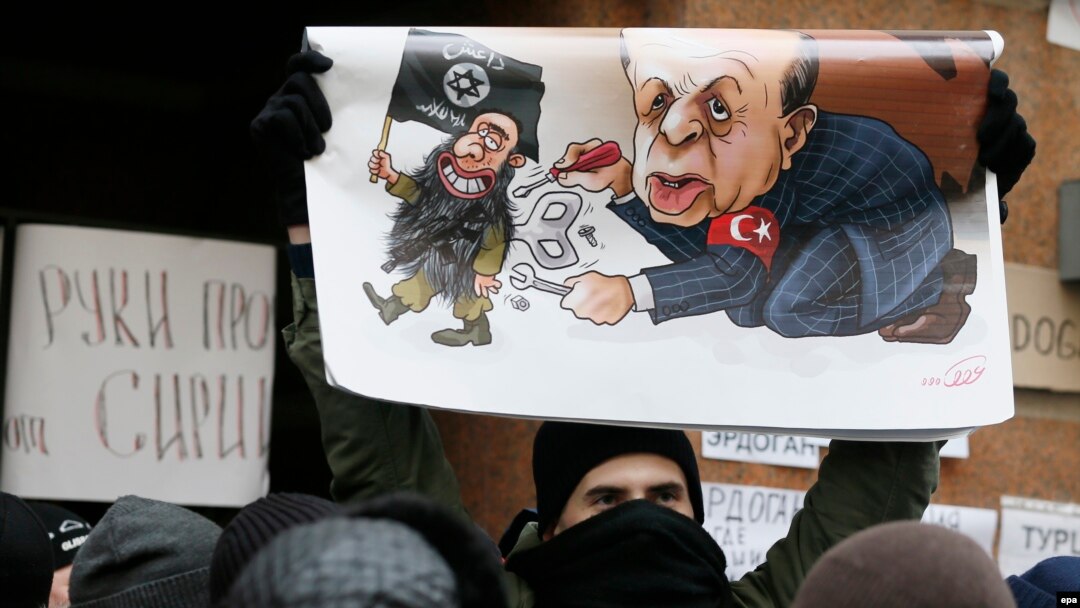 Акция протеста перед зданием посольства Турции в Москве 