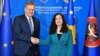 I dërguari i BE-së për dialogun, Peter Sorensen, dhe presidentja e Kosovës, Vjosa Osmani. Prishtinë, 17 mars 2025. 