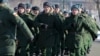 Armenia -- Russian soldiers march at a military base in Gyumri, December 29, 2018.