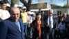 Armenia - Naira Zohrabian (C) and Vartan Oskanian (R) of the Prosperous Armenia Party hold an election campaign meeting in Yerevan, 26Apr2013.