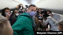 Aleksej Navaljni na povratku iz Njemačke u Rusiju, 17.januar 2021.godine. Foto: Mstyslav Chernov, AP