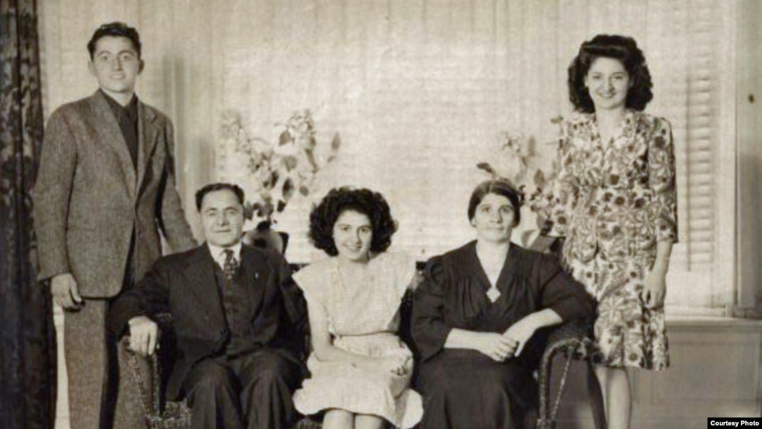 Armenian "Titanic" survivor Neshan Krekorian (seated left) with his wife, Persape (seated right), daughter Angie (center), son George (left), and daughter Alice.