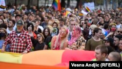 Detalj sa Parade Ponosa u Beogradu 18. septembra 2021.