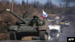 Танк боевиков группировки «ЛНР» в Луганской области. Октябрь 2014 года