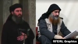 Абу Бакр аль-Багдади на видеозаписях в 2014 и в 2019 году.