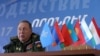 Armenia - Colonel-General Anatoly Sidorov, head of the joint chiefs of staff of the Collective Security Treaty Organization, at a news conference in Yerevan, 7Oct2017.