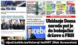 Neki od naslova u dnevnim novinama u Bosni i Hercegovini (2018)