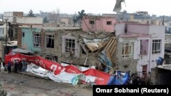 The site of a suicide bomb attack in Kabul on March 2