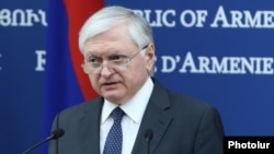 Armenia - Foreign Minister Edward Nalbandian speaks at a news conference in Yerevan, 29 January 2018.