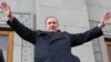 Armenia - Former President Levon Ter-Petrosian greets supporters at an opposition rally in Yerevan, 1Mar2012.