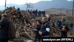 Armenia - Environmental activists protest at Teghut forest, 15Jan2012.
