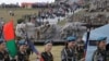 Церемония, посвященная 74-й годовщине освобождения Донбасса от нацистской оккупации во время Второй мировой войны у мемориала на Саур-Могиле возле Донецка, 7 сентября 2017 года