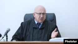 Armenia - Judge Mnatsakan Martirosian presides over the trial of opposition figure Avetik Chalabian, Yerevan, August 1, 2022.