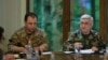 Armenia - President Serzh Sarkisian speaks at a meeting with Defense Minister Vigen Sargsian (L) and other officials in Dilijan, 13Jul2017.