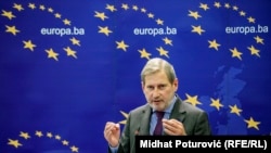 ԵՄ հանձնակատար Յոհաննես Հանը Բոսնիա և Հերցեգովինայի մայրաքաղաք Սարաևոյում, 4-ը դեկտեմբերի, 2017թ․
