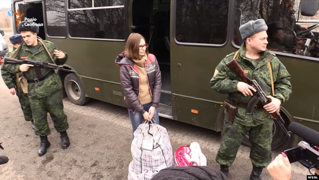 Мария Варфоломеева во время освобождения из плена. Март 2016 года