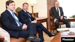 Armenia - The U.S., French and Russian co-chairs of the OSCE Minsk Group visit Yerevan, 6 October 2017.