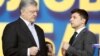 Петро Порошенко (л) та Володимир Зеленський під час дебатів перед другим турів виборів президента України