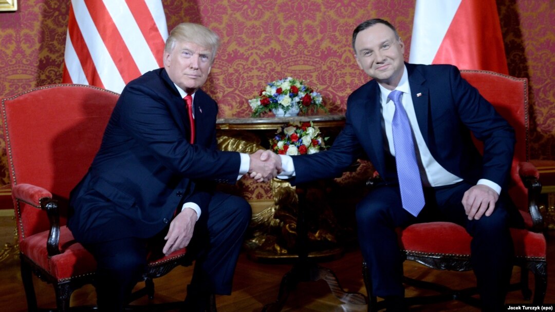 Президент Польщі Анджей Дуда і президент США Дональд Трамп під час зустрічі у Варшаві, 6 липня 2017 року