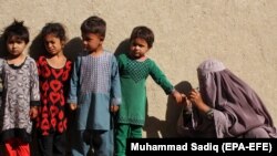 د افغانستان سویل کې د پولیو ضد واکسین کمپاین. یوه واکسیناتوره د پولیو ضد واکسین د تطبیق پر مهال