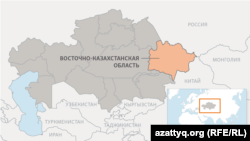 Восточно-Казахстанская область на карте Казахстана