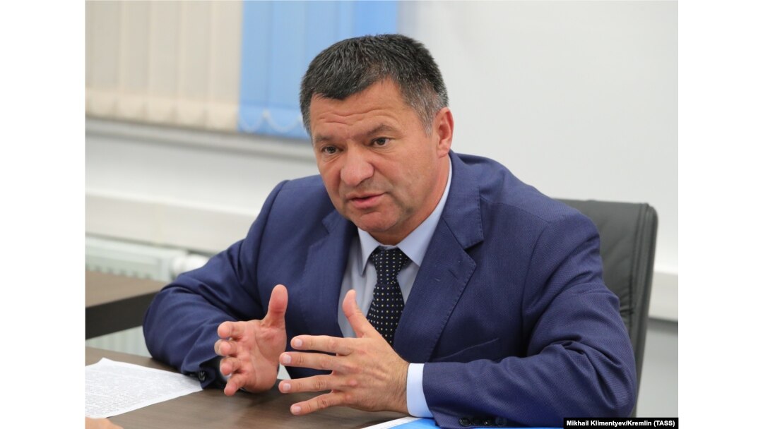 Acting Primorye Governor Andrei Tarasenko during a meeting with Russian President Vladimir Putin in Vladivostok on September 11.
