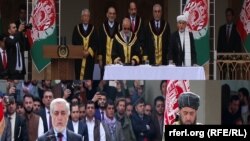د افغان ولسمشر محمد اشرف غني او عبدالله عبدالله چې ځانیې ولسمشر اعلان کړی د لوړې مراسم