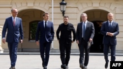 Lideri Njemačke, Francuske, Ukrajine, Velike Britanije i Poljske u Kijevu, Ukrajina, 10. maja 2025.