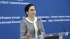 Armenia - Anna Naghdalian, a spokeswoman for the Armenian Foreign Ministry, speaks at a news briefing in Yerevan, 28 August 2018.