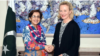 FILE: Alice Wells shaking hands with senior Pakistani diplomate Tahmina Janjua in January.