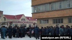 Armenia -- Police prevent drivers' protest in Gyumri, 08Feb2011