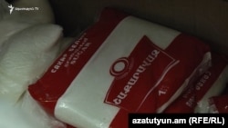 Armenia -- A pack of sugar for sale at a Yerevan store.
