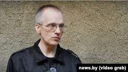 U.S.-Belarusian citizen Yuras Zyankovich is shown on Belarusian television on September 19.